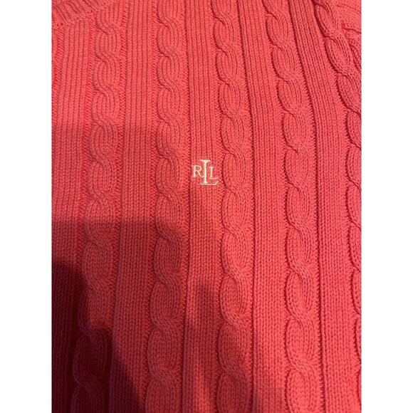 Ralph Lauren Black Label Cable Sweater Womens Pink Sz XL-XXL No Tag - Picture 2 of 6